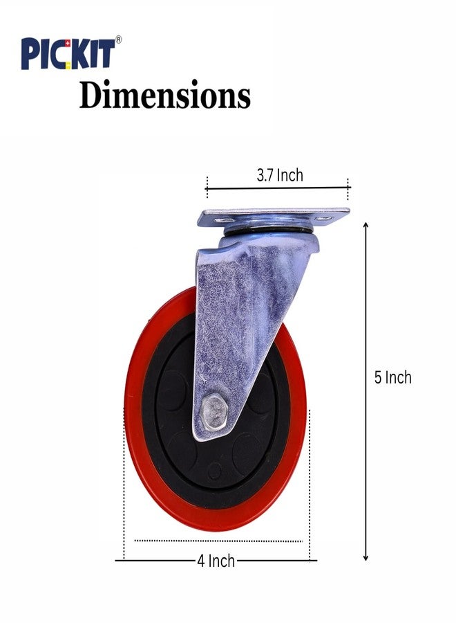 PICKIT Heavy Duty Swivel Caster Wheel | Polyurethane | 360-Degree Movement (Without Look 4 Inch, Pack of 2) - Image 5